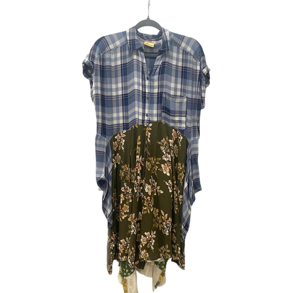 THE MORGAN FACTORY Women's Plaid & Floral Button-Down Tunic M/L/XL